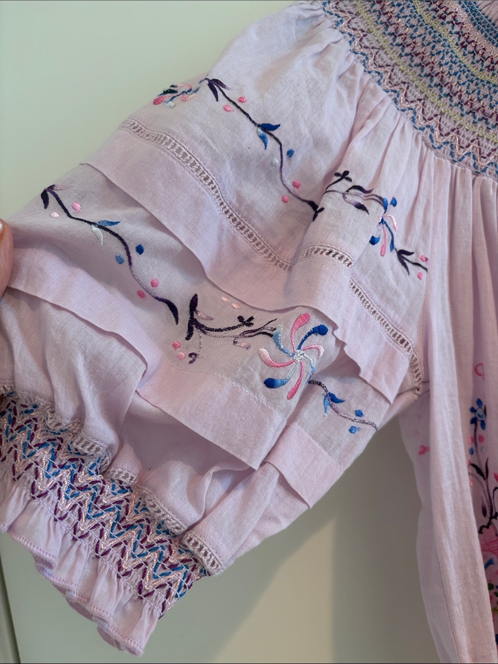Lavender Embroidered Smocked Yoke Blouse - Love the Label - Picture 3 of 7
